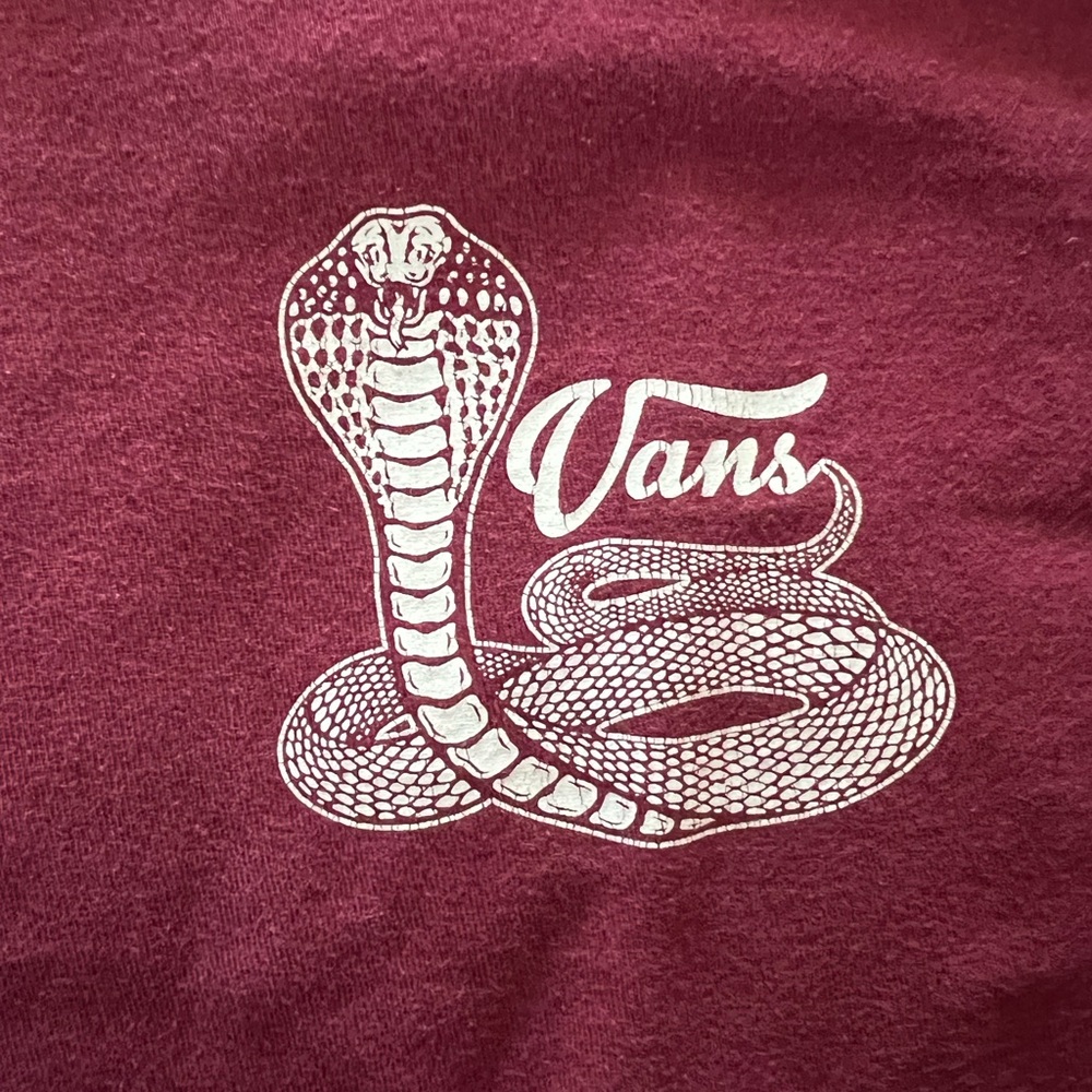 Vans White Cobra Graphic Tee - Maroon